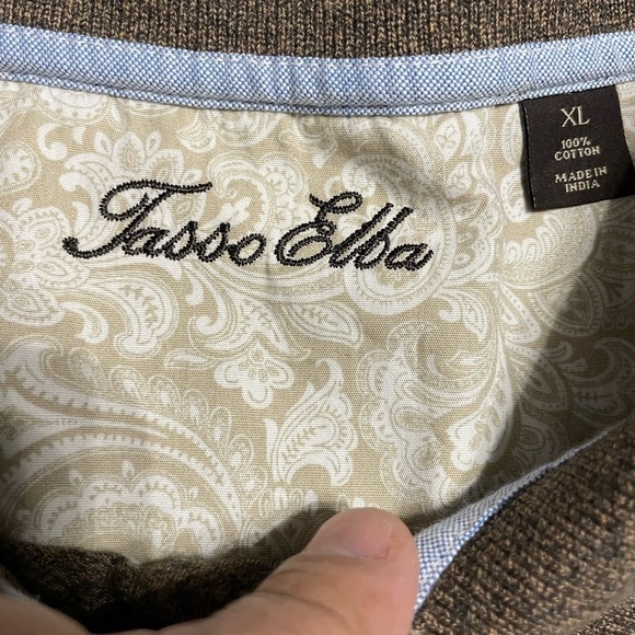 Tasso Elba Polo Shirt Men's Extra Large Brown Long Sleeve Knit - Picture 8 of 10